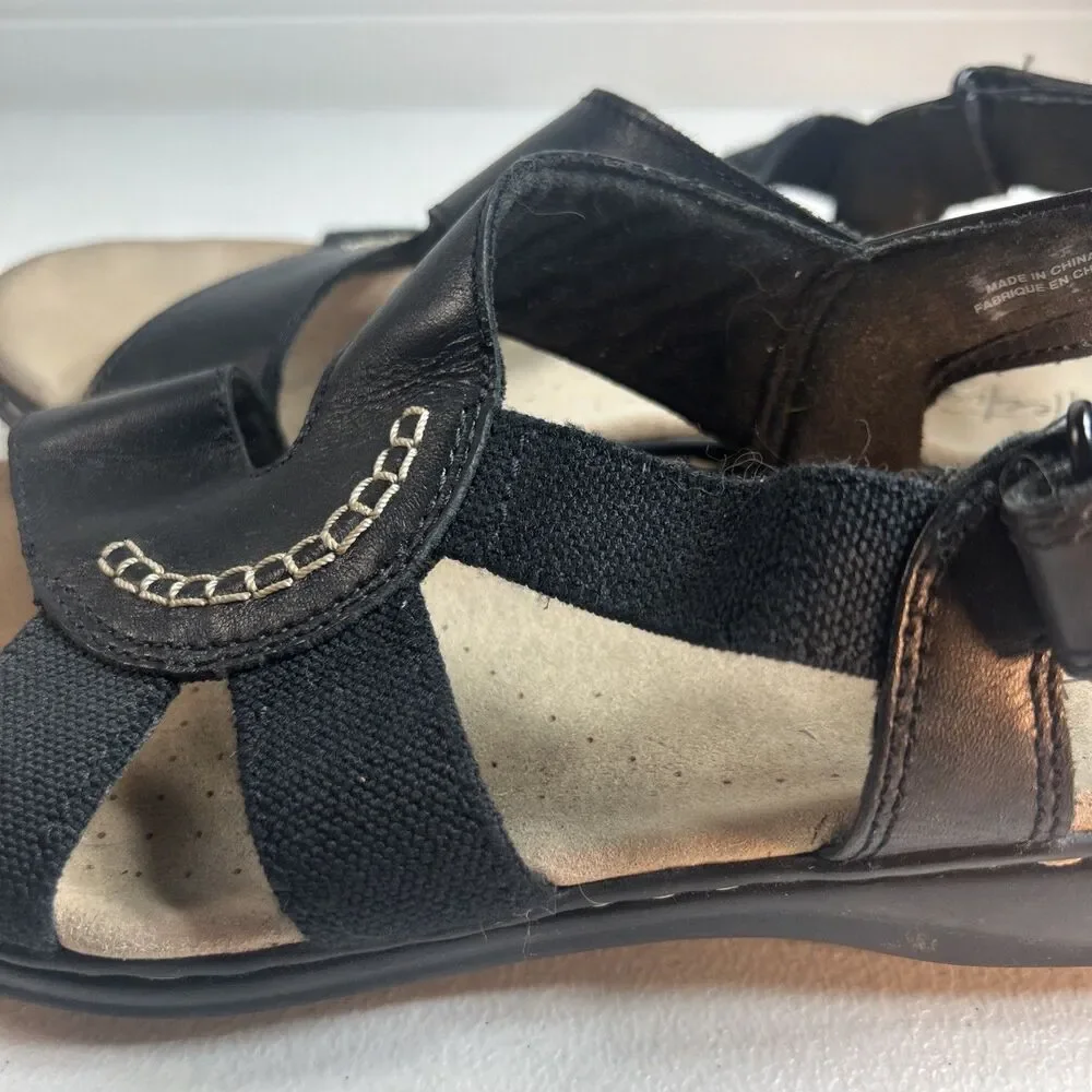 Clarks Collection Women’s Sandals Size 9 M Black Leather Leisa Lakelyn Comfort